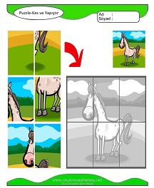 Puzzle Kes Yapıştır Çalışma Sayfaları